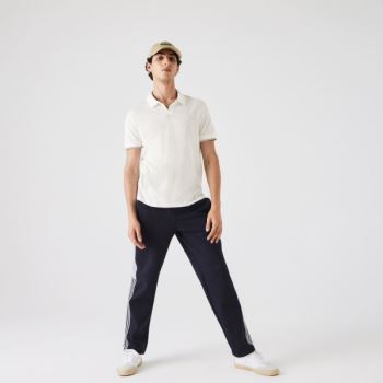 Lacoste Tunisian Collar Linen And Cotton Regular Fit Polo Shirt - Polo Pánské Bílé / Černé | CZ-3mUC